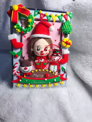 Super light clay color space mud Christmas old doll real snowman turn Q frame painting to give gifts