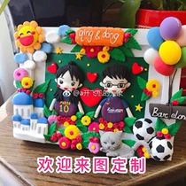 Ultra-light clay clay painting photo frame handmade custom ornament colorful clay figure send life day couple gift anniversary