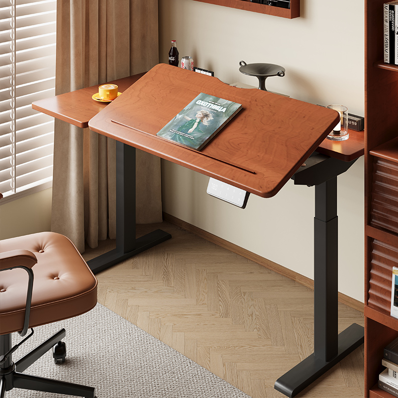 Xiangshu Lisheng Solid Wood Electric Lift Table Cherry Wood Home Use Small Apartment Tiltable Desk Study Table Calligraphy Table Xiangshu Lisheng Solid Wood Electric Lift Table Cherry Wood Home Use Small Apartment Tiltable Desk Study Table Calligraphy Table