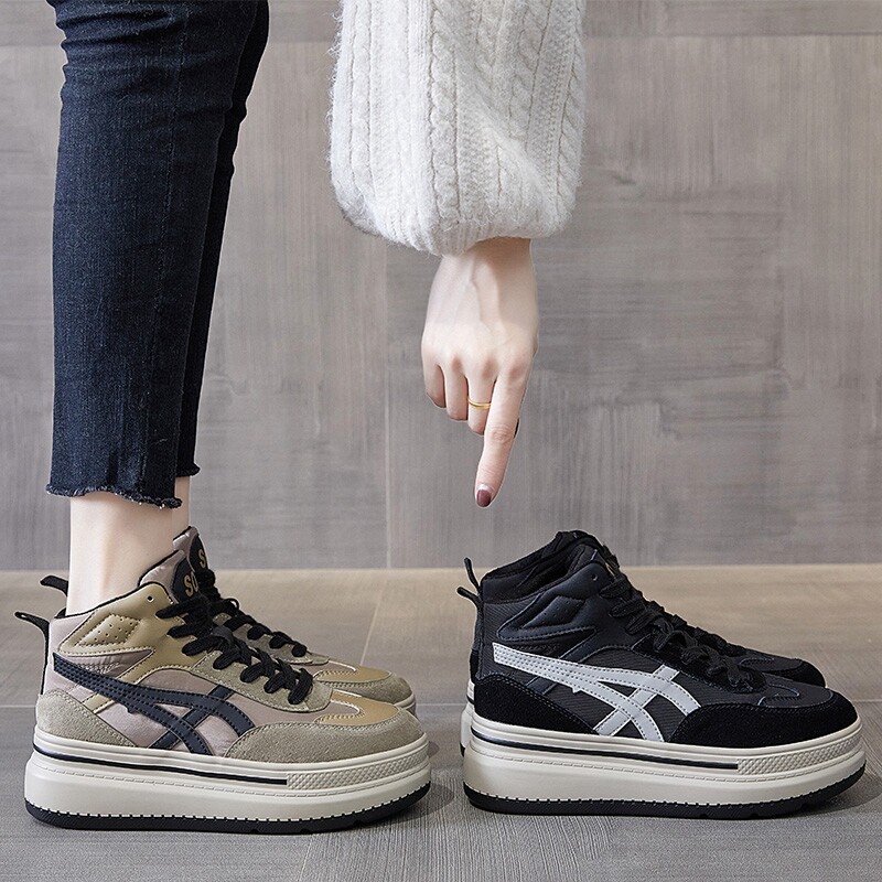 Tide high - aided shoes 2022 autumn and winter new cotton shoes with soda foot small daddy shoes thick - sole casual sports women's shoes