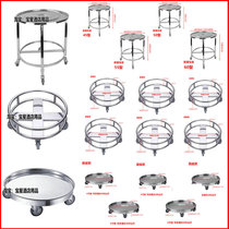 Stainless steel round turnover vehicle thickened thermal insulation soup bucket base steamer vehicle rice washing vehicle mobile tray with wheels