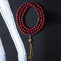 8mm cinnabar red lacquer hand string Lacquer beads Sandalwood female Buddha beads Zhangzhou 108 jewelry loose beads Lacquerware bracelet 0736