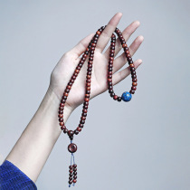 6 8mm Hainan Huanghuali hand string wearing grade oil pear tiger skin pattern multi-ring Sea Sandalwood Buddha beads c old type beads