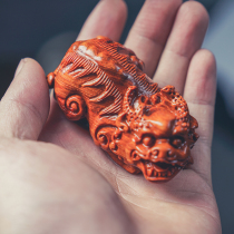 Dragon head brave Indian small leaf rosewood men's handle piece mahogany carving god beast ornaments collection crafts 0354