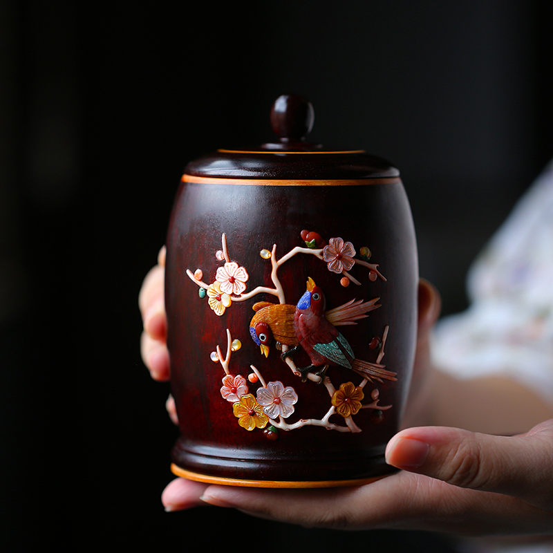 Hi - brow tea cans Indian leaf sandalwood collection cans Baba storage jar container of mahogan collection 7134