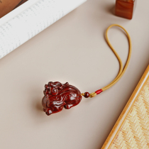 Pixiu Indian lobular rosewood handle pendant fortune feng shui office ornaments mahogany literary gift 1159