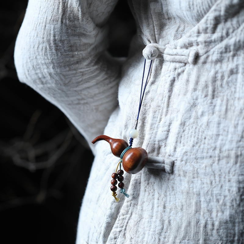 Gourd Hainan Yellow Flower Pear Handlebar Piece Red Wood Sea Yellow Male Bag Pendant Mobile Phone Chain Key Buckle Pendant Gift 0689-Taobao