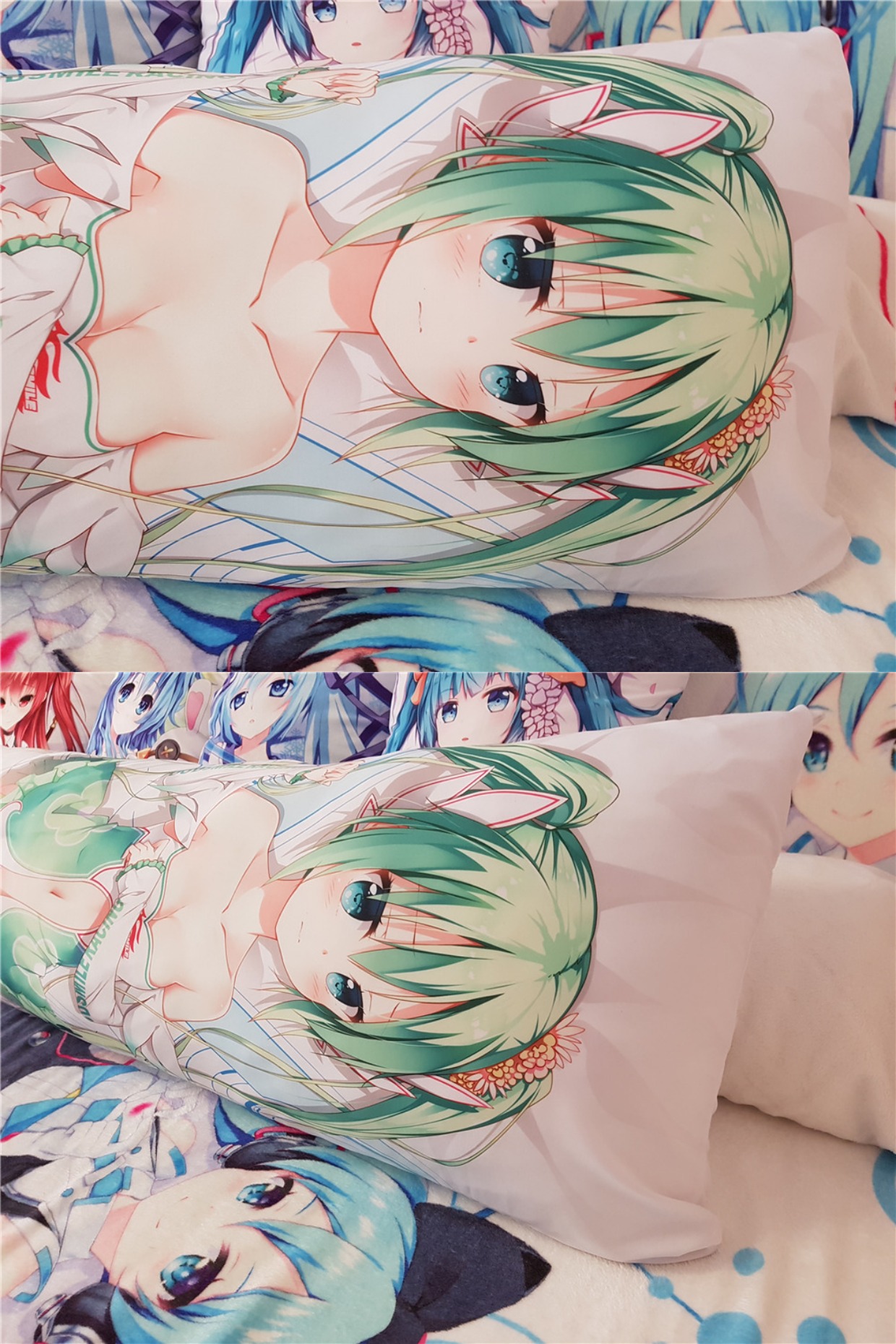 Hatsune quanh cơ thể Gối Racing girl 2017 Gối anime Nhật Bản Hai nhân dân tệ Gối hoạt hình Nhật Bản các hình sticker dễ thương