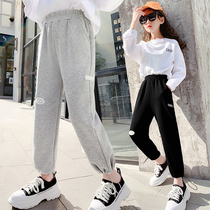 Girls  sweatpants spring and autumn thin section 6 foreign style 9 childrens gray sweatpants 10-year-old girls spring 7 childrens pants 8