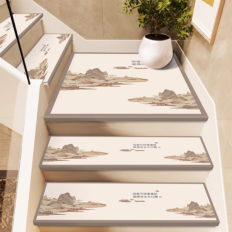 Light luxury stair step mats glue-free self-adhesive non-slip silent foot mats home step floor mats customizable carpets