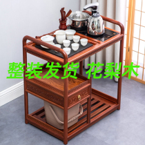 Solid wood tea table living-room flower pear wood whole set free of installation small tea car mobile tea table tea table tea table Set of tea set