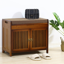 Shoe Cabinet Change Shoes Stool Integrated Solid Wood Soft Bag Storage Stool Small Size Home Doorway Outside Changing Shoes Cabinet Aisle Bench
