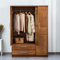 With Drawer Wardrobe Hanging for Wooden Small Home Hanging Wardrobe Four Doors Three Doors Two Doors Solid Wood Big Wardrobe Bedroom