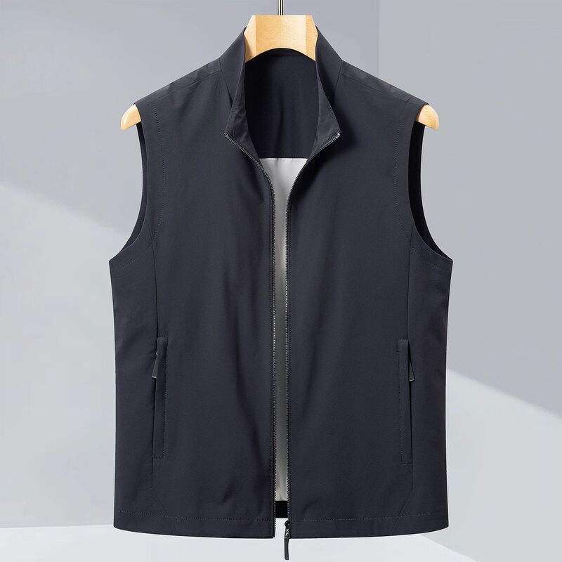 Plus Size 2026 High-End Summer Business Stand-Up Collar Vest for Men, Thin Sleeveless Vest with Zipper, Breathable Jacket Plus Size 2026 High-End Summer Business Stand-Up Collar Vest for Men, Thin Sleeveless Vest with Zipper, Breathable Jacket