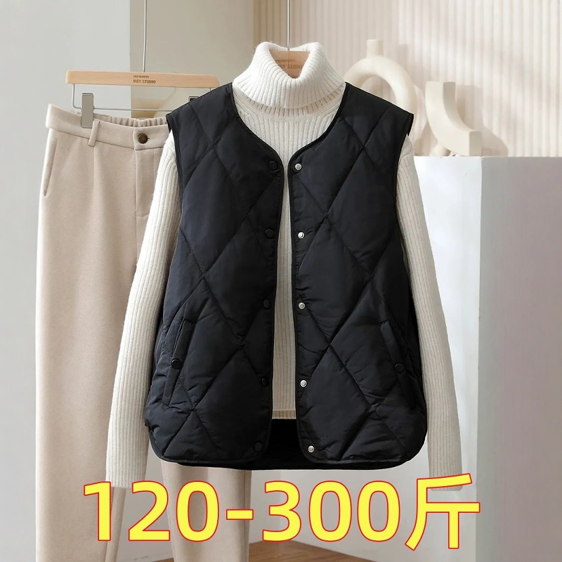 Extra Large Size 150kg Lightweight down Cotton Vest for Men and Women, Autumn and Winter American Style Sleeveless Design Jacket2