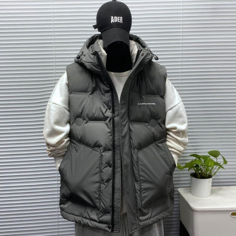Plus Size 150kg Trendy Brand down Cotton Vest for Men and Women, Autumn and Winter Outerwear, Hooded Versatile Warm Vest2