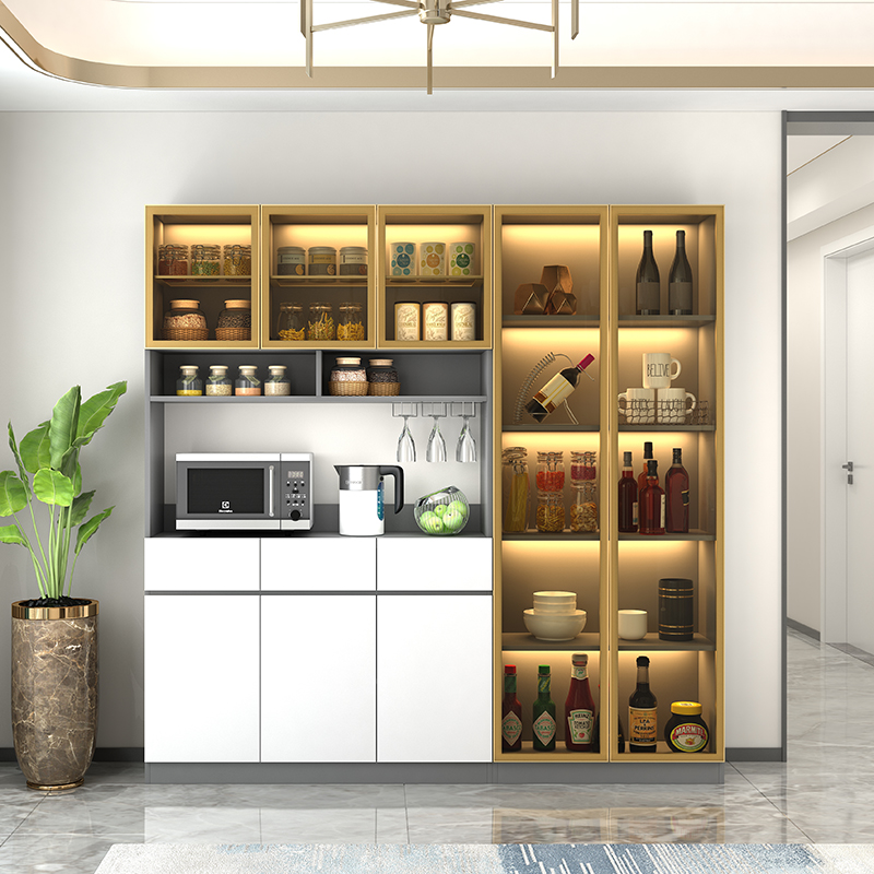 Modern minimalist light luxury dining cabinet narrow one wall high cabinet microwave storage side cabinet living room assembly wine cabinet