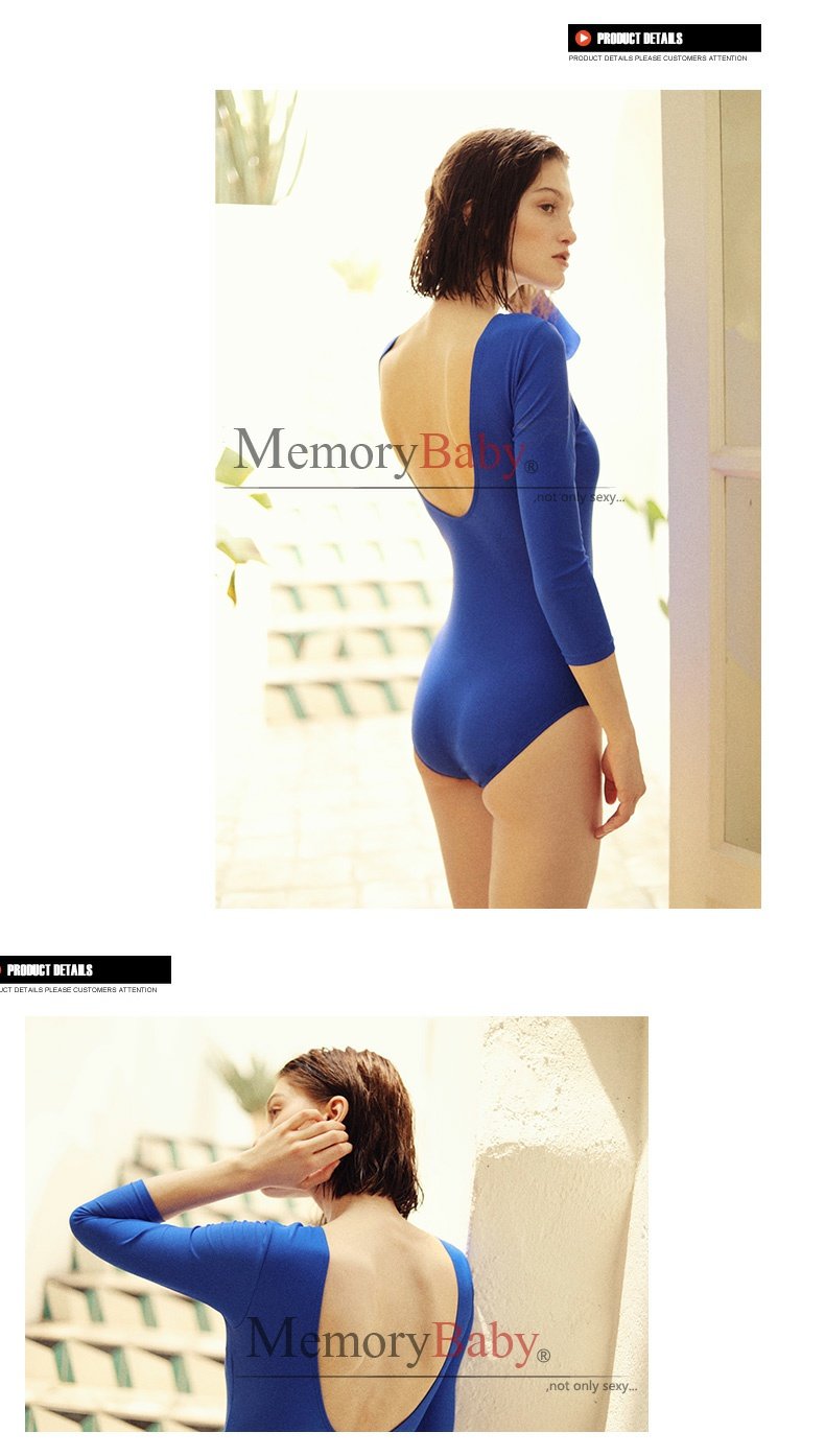 MEMORBABY2019 mới cổ điển backless trái tim gợi cảm giảm béo đơn giản áo dài tay áo tam giác một mảnh phụ nữ - Bộ đồ bơi One Piece đồ bơi 1 mảnh tay dài