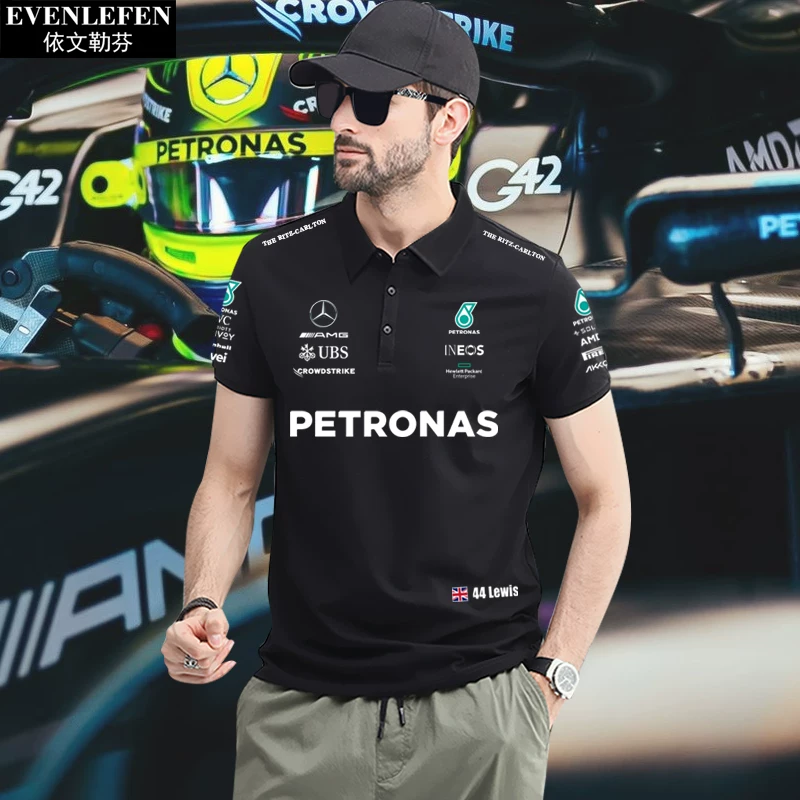 Поло Mercedes F1 с воротником, короткий рукав, повседневная одежда для мужчин и женщин