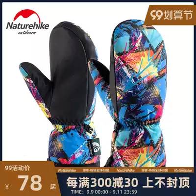 NH muzzle outdoor windproof waterproof ski gloves for men and women winter plus velvet thickened cold proof and warm riding gloves