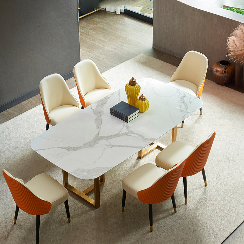 Nordic slate dining table modern minimalist small apartment household dining table Italian light luxury marble dining table and chair combination