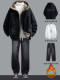 Plush denim jacket for men and teenagers in winter with handsome casual suit and thickened trendy lamb wool cotton coat