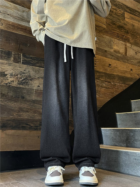 Straight jeans men's spring and autumn loose casual 2024 new men's trousers American high street winter trousers