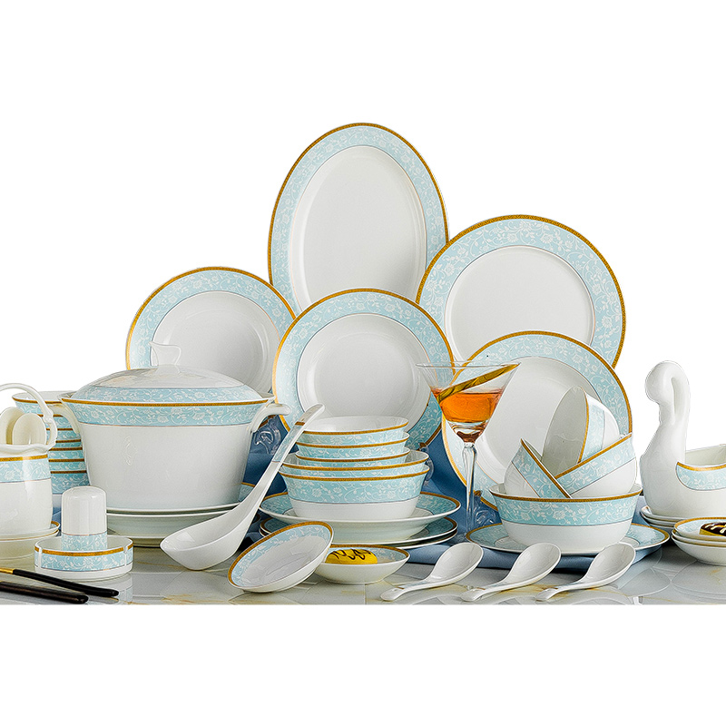 Ipads bowls up phnom penh dish suit household jingdezhen ceramic tableware creative contracted light key-2 luxury combination set bowl bowl plate