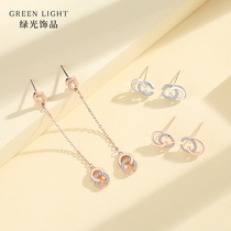 S925 silver double c earrings female simple small net red gold-plated long earrings 2021 New Tide earrings