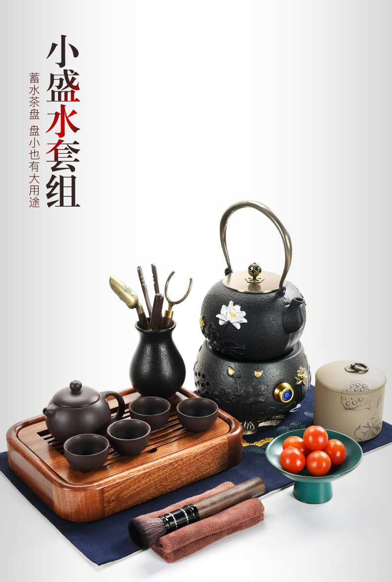 Porcelain sand Billy solid wood small mini tea tray was god contracted household water type tea sea kung fu tea tea tea
