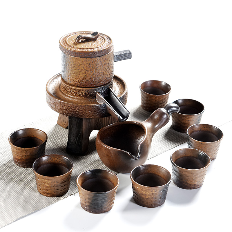 Porcelain god restores ancient ways the modern wood tea set automatically suit household lazy people against the hot tea, tea tray tea sea teapot
