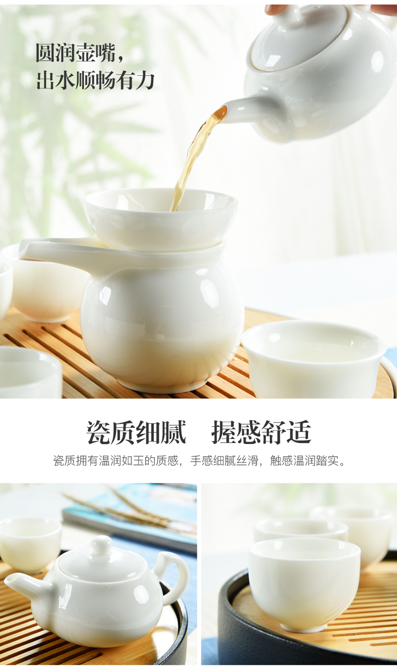 Dehua porcelain god built white jade porcelain modern kung fu tea sets tea tray was contracted mini household dry tea sets tea sea