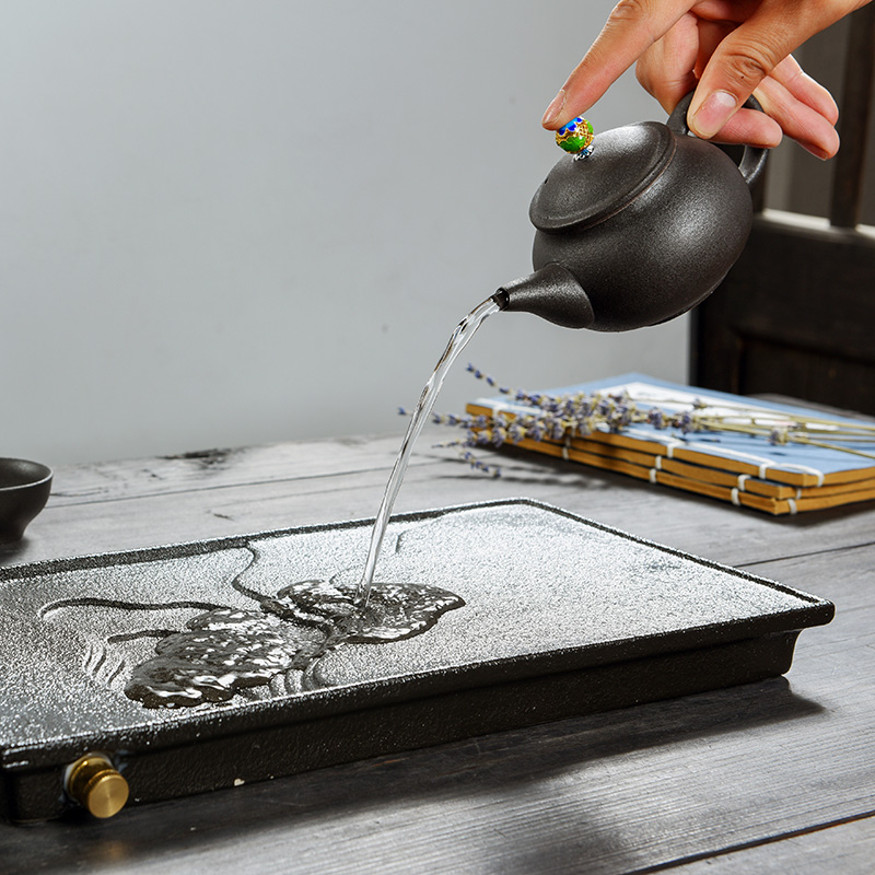 Porcelain ceramic god Japanese kung fu tea tea tray drainage type dry tea table contracted picked tea saucer dish