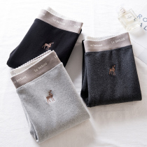 Embroidered deer leggings women wear spring and Autumn thin cotton high waist gray thin new large size pants summer