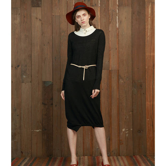 2018 Spring Slim Fit Stretch Long Sleeve Round Neck Knitted Dress