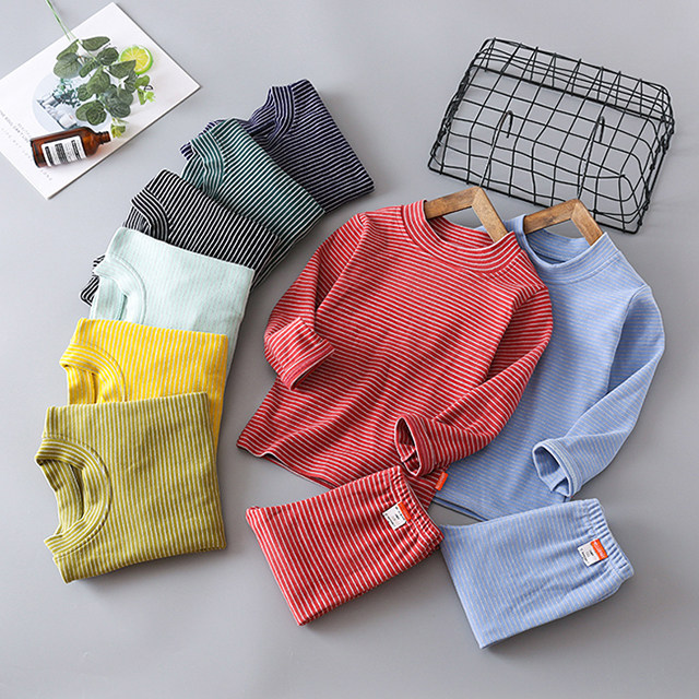 Boys' underwear set children's velvet seamless warm long johns long johns baby long johns set girls autumn and winter pajamas