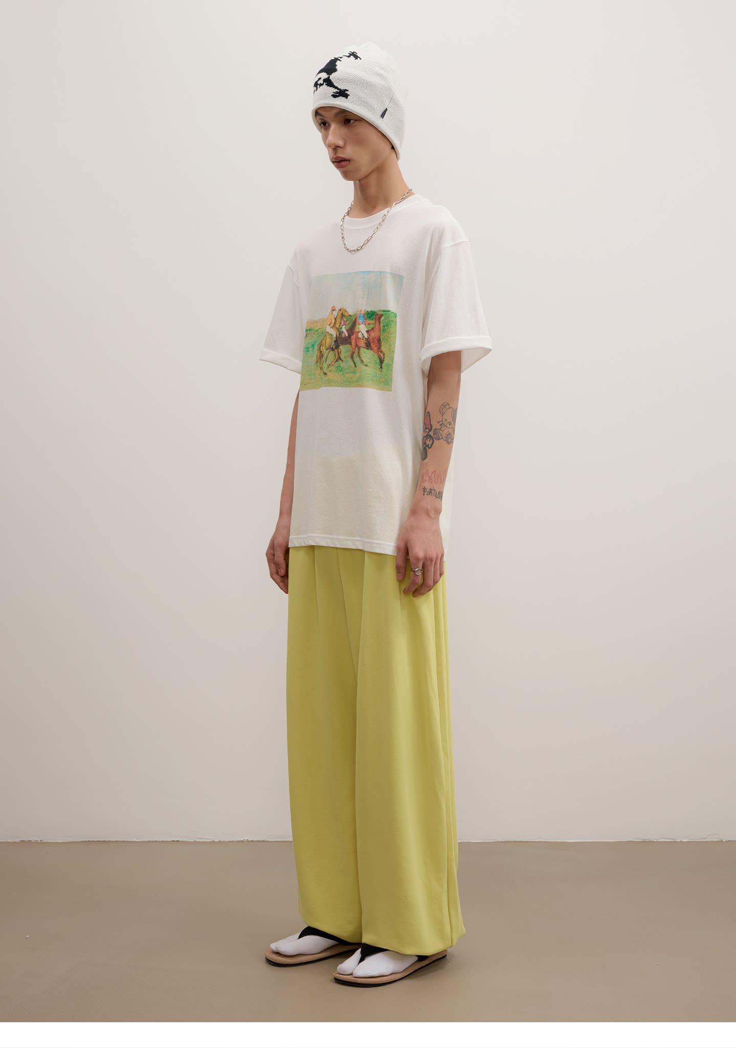 FUNKYFUN Vintage Equestrian Crayon Print Oversized Tee