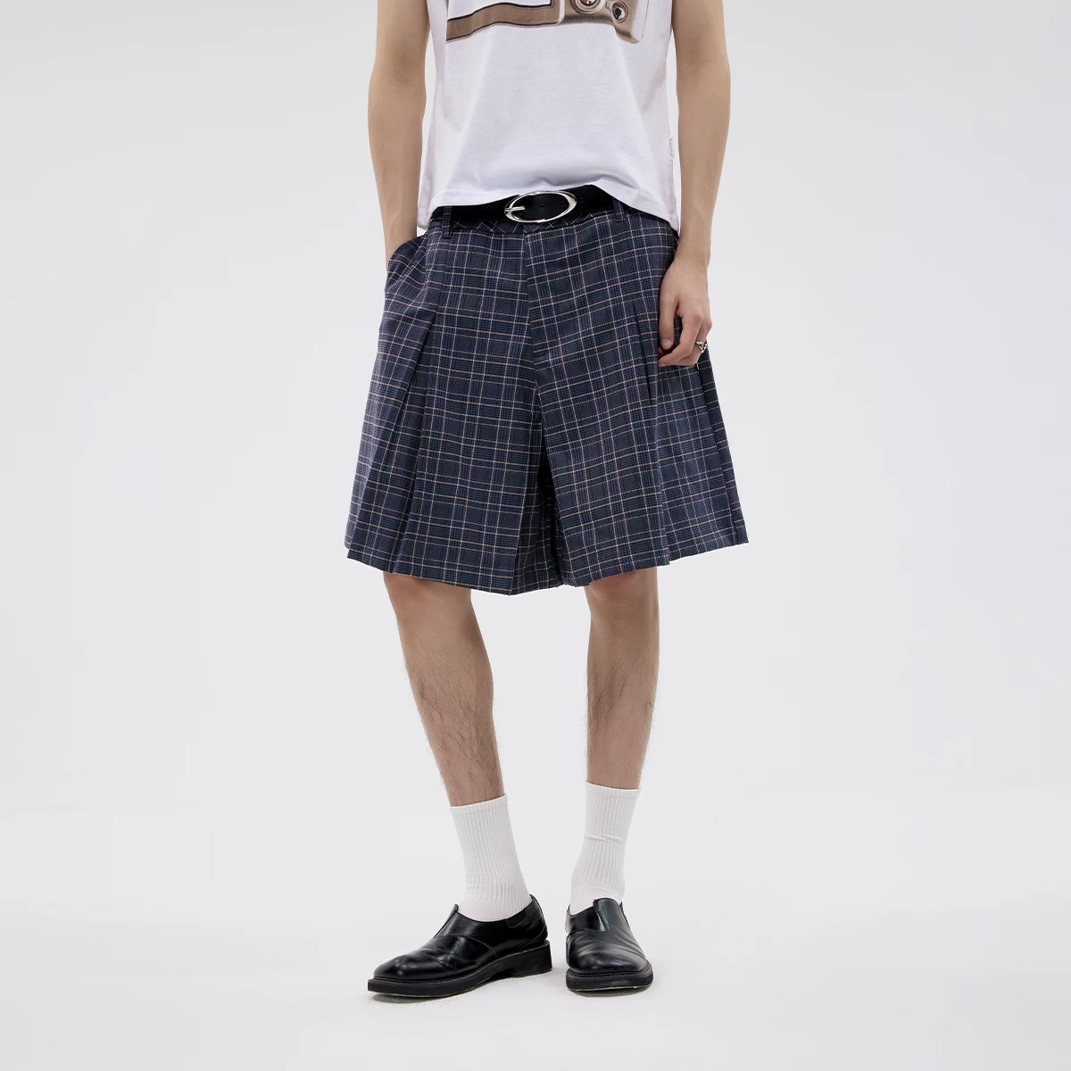 FUNKYFUN 2024AW британская ретро клетчатая складка, силуэты, trunks/шорты-купальные casual