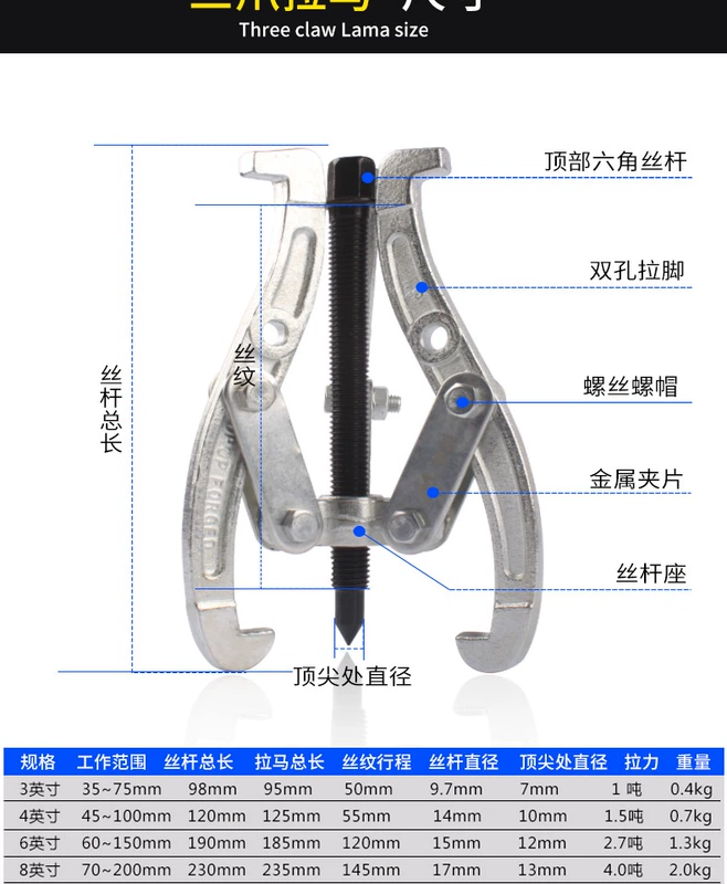 Dụng cụ tháo vòng bi ba móng Dụng cụ đặc biệt Dụng cụ kéo đa năng đa năng Dụng cụ kéo hai móng