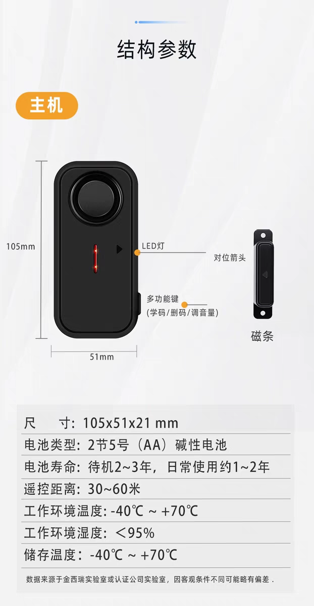 Противоугонная 遥控家用门窗防盗报警器门磁防贼小偷开关房门窗户开门提醒出租房