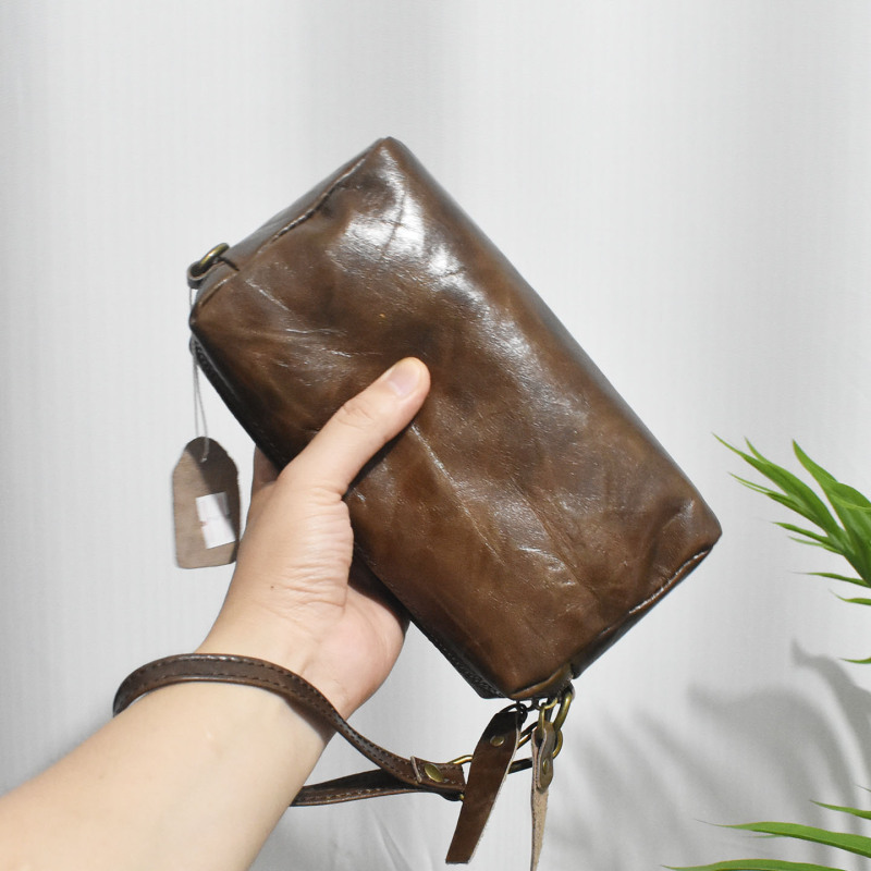 Genuine Leather Women's Bag, New First-Layer Cowhide Shoulder Crossbody Bag, Multi-Functional, High-End Small Square Bag, Clutch Bag, Mobile Phone Bag