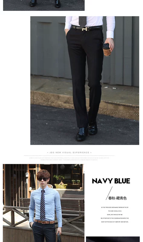 Mùa thu và mùa đông quần nam mới Slim Straight kinh doanh bình thường chuyên nghiệp trang phục công sở nam màu đen phù hợp với quần dài quần tây xanh