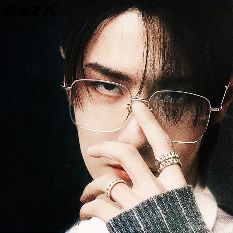 Wang Yibo star with the same type of glasses frame anti-radiation glasses men and women trend anti-blue light flat light myopia eye square frame