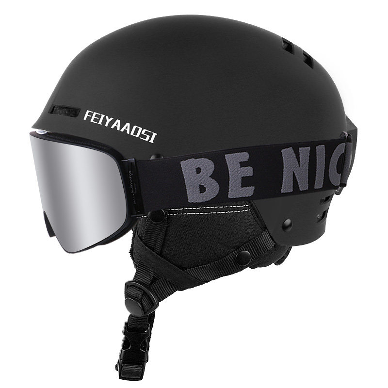 Single Board Ski Safety Helmet Female Snow Armor Male Children Ski Helmet Mirror Integrated Equipped set of professional double board full armor