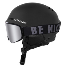 Single Board Ski Helmet Female Snowhelmets Male Children Ski Helmet Mirror Integrated Equipped set of professional double board full armor