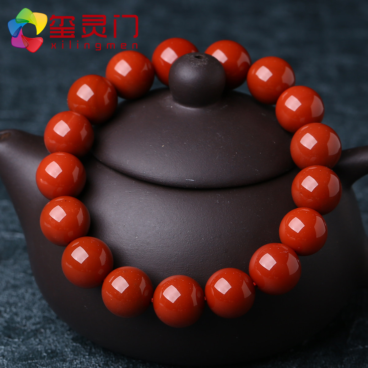 Xilingmen Sichuan material south red Agate bracelet Men and women's single circle full meat persimmon red ethnic style South red Buddha beads hand string