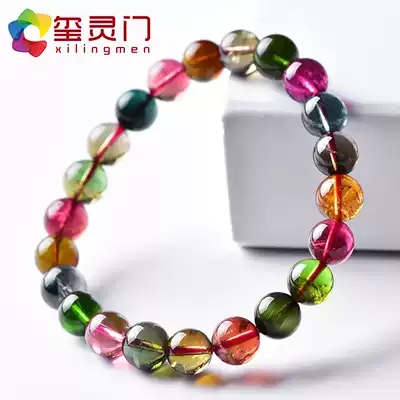 Xi Lingmen Brazilian old material tourmaline hand single circle female hand string containing blue bi National Wind Crystal hand send girlfriend
