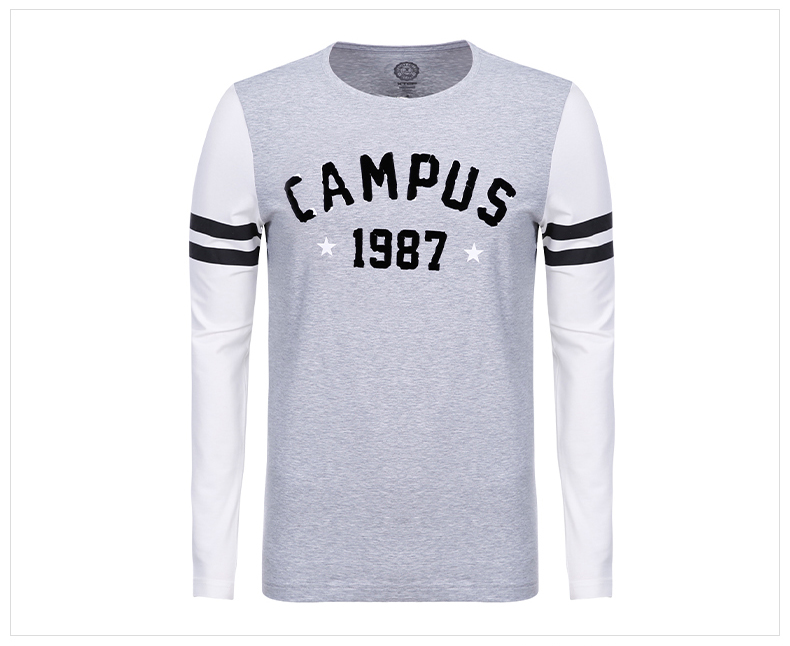 Đặc biệt bước dài tay áo T-Shirt nam 2018 mùa xuân và mùa thu thanh niên vòng cổ áo len thể thao áo sơ mi giản dị áo thun áo thun form rộng tay dài hàn quốc