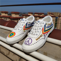 Leap feiyue graffiti peace hand painted men and women sports shoes trendy shoes retro creative street hip hop