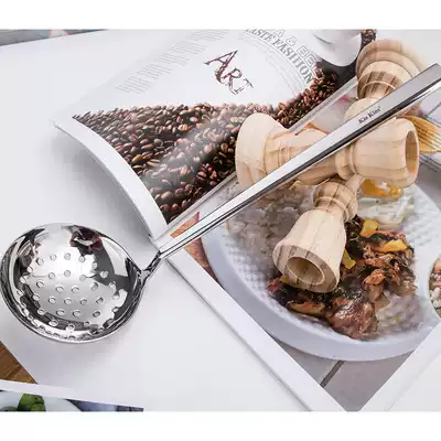 kiskim304 stainless steel colander household kitchen long handle deepened hedge hot pot spoon dumplings mixed noodle spoon filter